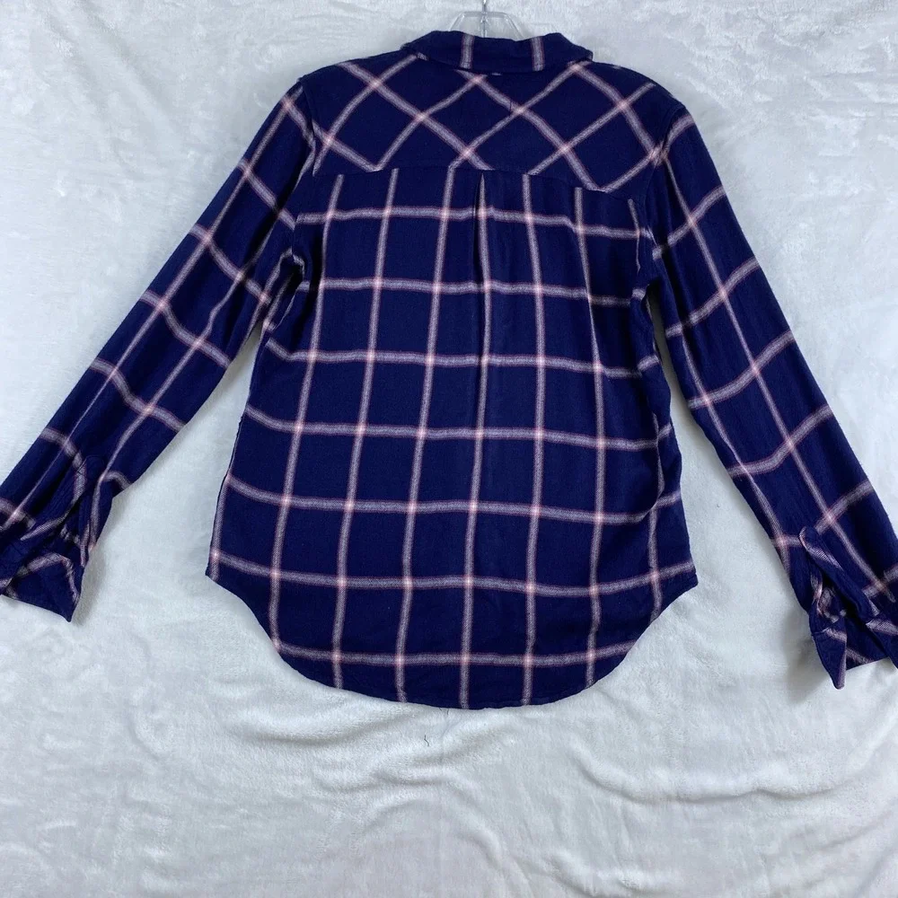 Rails Flannel Shirt Women Sz XS Purple Plaid Long Sleeve Winter Soft Cozy - Picture 6 of 10
